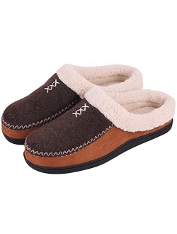 Men's Cozy Fuzzy Wool Fleece Memory Foam Slippers Slip On Clog House Shoes Indoor/Outdoor