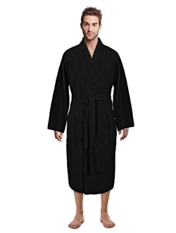 Premium Turkish Cotton Waffle Weave Lightweight Kimono Spa Bathrobe for Men