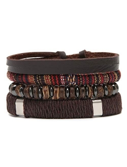 Wrap Bracelets Men Women, Hemp Cords Wood Beads Ethnic Tribal Bracelets, Leather Wristbands