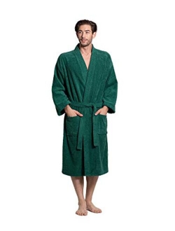 Turkuoise Men's Terry Cloth Robe Turkish Cotton Terry Kimono Collar