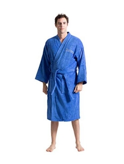 Turkuoise Men's Terry Cloth Robe Turkish Cotton Terry Kimono Collar