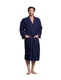 Turkuoise Men's Terry Cloth Robe Turkish Cotton Terry Kimono Collar