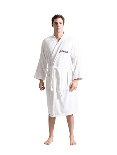 Turkuoise Men's Terry Cloth Robe Turkish Cotton Terry Kimono Collar