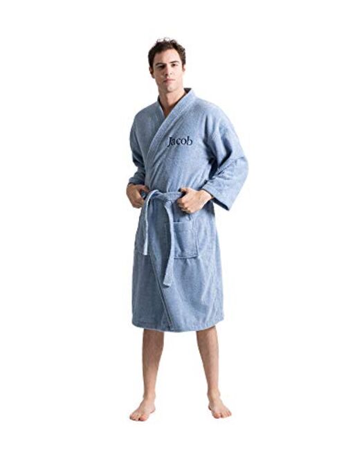 Turkuoise Men's Terry Cloth Robe Turkish Cotton Terry Kimono Collar