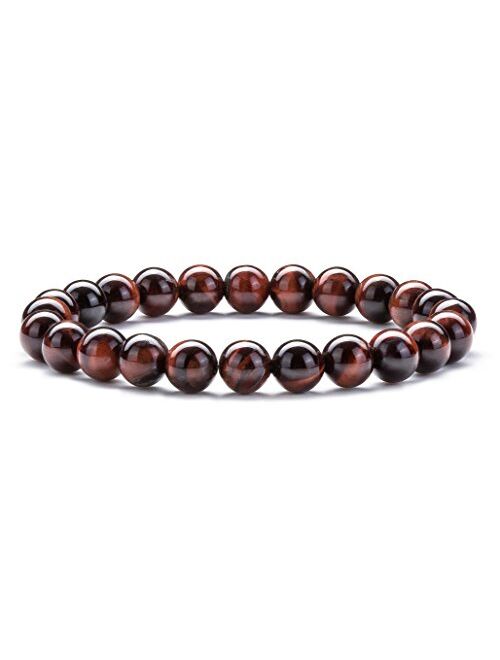 Hamoery Men Women 8mm Natural Stone Lava Rock Diffuser Bracelet Elastic Yoga Agate Beads Bracelet Bangle-21014