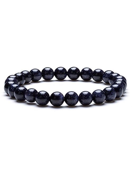 Hamoery Men Women 8mm Natural Stone Lava Rock Diffuser Bracelet Elastic Yoga Agate Beads Bracelet Bangle-21014