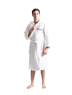 Turkuoise Men's Turkish Terry Cloth Robe, Thick Hooded Bathrobe