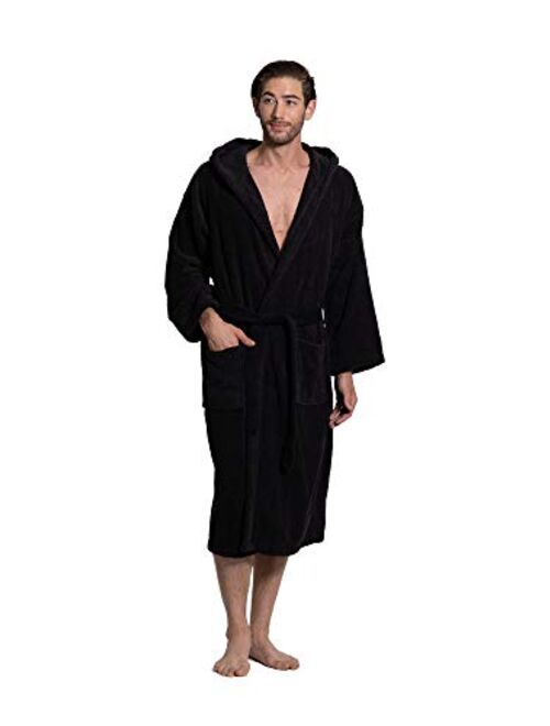 Turkuoise Men's Turkish Terry Cloth Robe, Thick Hooded Bathrobe