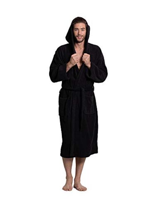 Turkuoise Men's Turkish Terry Cloth Robe, Thick Hooded Bathrobe