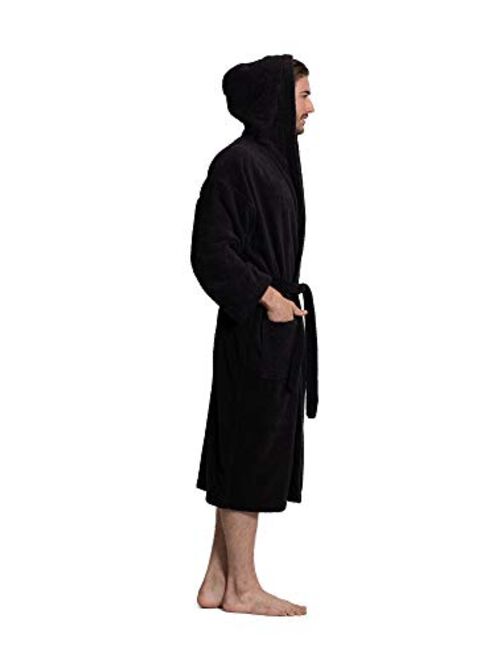 Turkuoise Men's Turkish Terry Cloth Robe, Thick Hooded Bathrobe