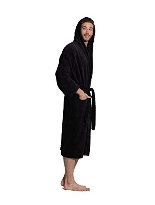 Turkuoise Men's Turkish Terry Cloth Robe, Thick Hooded Bathrobe