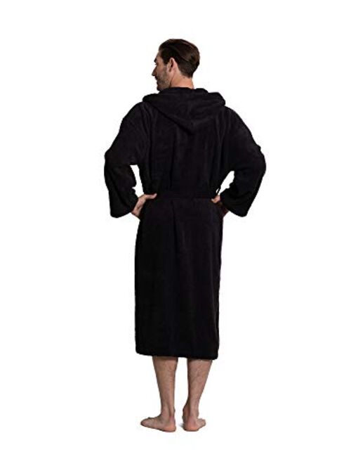 Turkuoise Men's Turkish Terry Cloth Robe, Thick Hooded Bathrobe