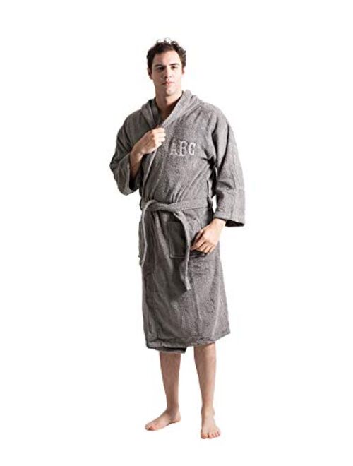 Turkuoise Men's Turkish Terry Cloth Robe, Thick Hooded Bathrobe