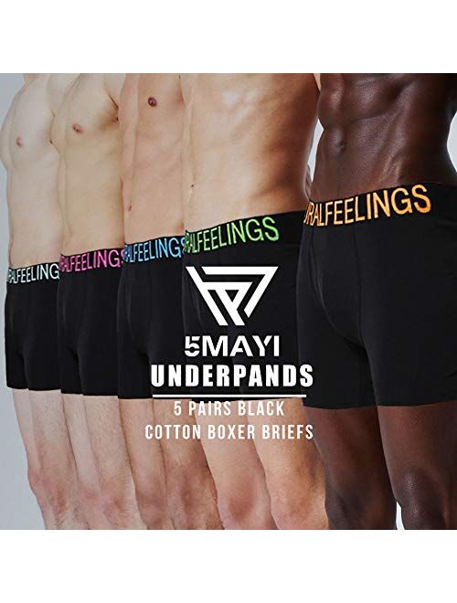 5Mayi Mens Underwear Boxer Briefs Cotton Men's Boxer Briefs Underwear Men Pack Open Fly Pouch S M L XL XXL