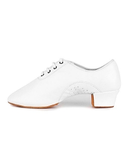 DKZSYIM Mens Classic Lace-up Leather Dance Shoes Rubber Sole Latin Modern Dancing Shoes,Model WQL