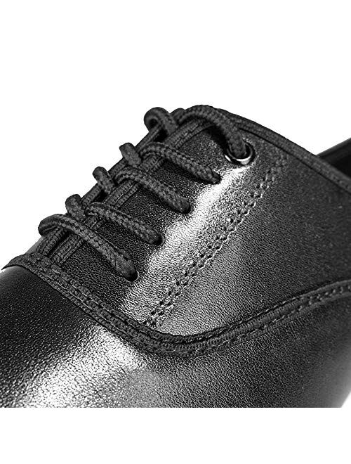 DKZSYIM Mens Classic Lace-up Leather Dance Shoes Rubber Sole Latin Modern Dancing Shoes,Model WQL