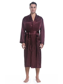 Lavenderi Mens Silky Satin Lounge Robe, Long Lightweight Sleepwear