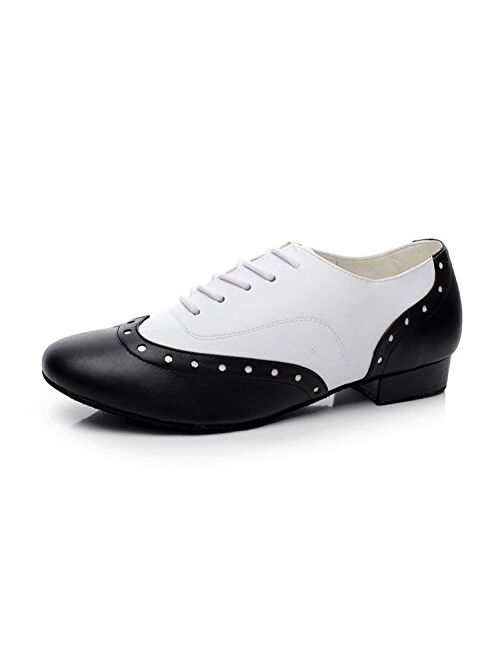 Minishion QJ9011 Mens 1" Heel Leather Modern Salsa Tango Ballroom Latin Dance Shoes