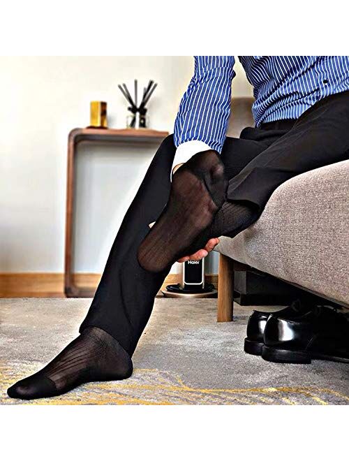 Buy 10 Pairs Mens Ultra Thin Dress Socks Silk Sheer Business Socks Soft ...