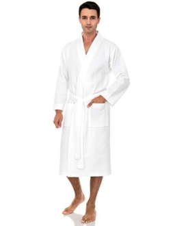 TowelSelections Men's Waffle Bathrobe Turkish Cotton Kimono Robe