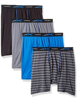 Men's X-Temp Lightweight Mesh Stripe Boxer Brief, Assorted Solids