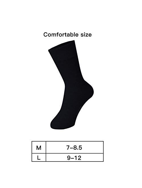 Mens Dress Socks, 98% Cotton Classic Business Socks for Men, Solid Color Lightweight Casual Crew Socks, 6 Pairs Pack