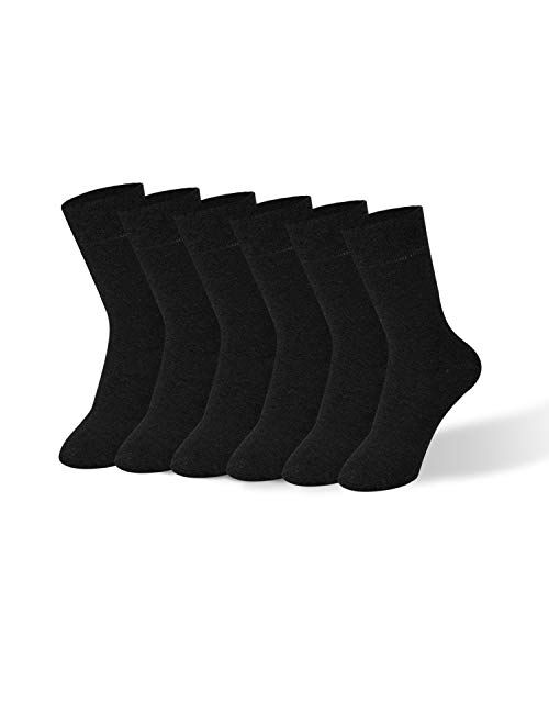 Mens Dress Socks, 98% Cotton Classic Business Socks for Men, Solid Color Lightweight Casual Crew Socks, 6 Pairs Pack