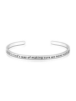 Encouragement Gifts Bracelet Cuff Bangle Women Mantra Quote Stainless Steel Silver