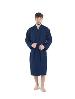 Bagno Milano Mens Waffle-Knit Bathrobe Lightweight Hotel Spa Robe, Made in Turkey