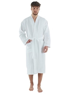 Bagno Milano Mens Waffle-Knit Bathrobe Lightweight Hotel Spa Robe, Made in Turkey