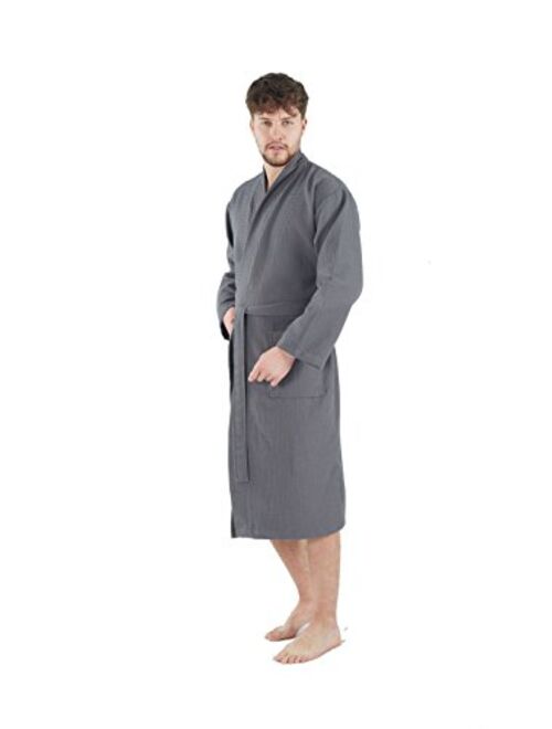 Bagno Milano Mens Waffle-Knit Bathrobe Lightweight Hotel Spa Robe, Made in Turkey