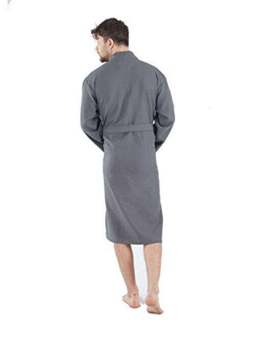 Bagno Milano Mens Waffle-Knit Bathrobe Lightweight Hotel Spa Robe, Made in Turkey