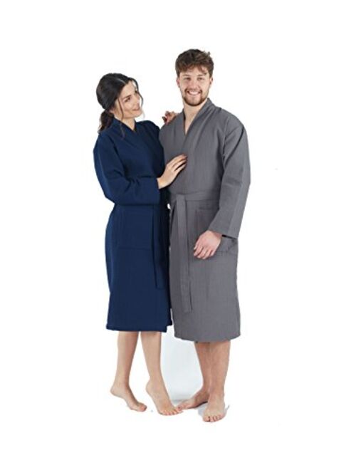 Bagno Milano Mens Waffle-Knit Bathrobe Lightweight Hotel Spa Robe, Made in Turkey