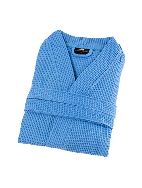 Bagno Milano Mens Waffle-Knit Bathrobe Lightweight Hotel Spa Robe, Made in Turkey