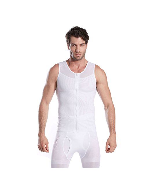 Hoter Mens Slimming Body Shaper Vest/T-Shirt with Zipper