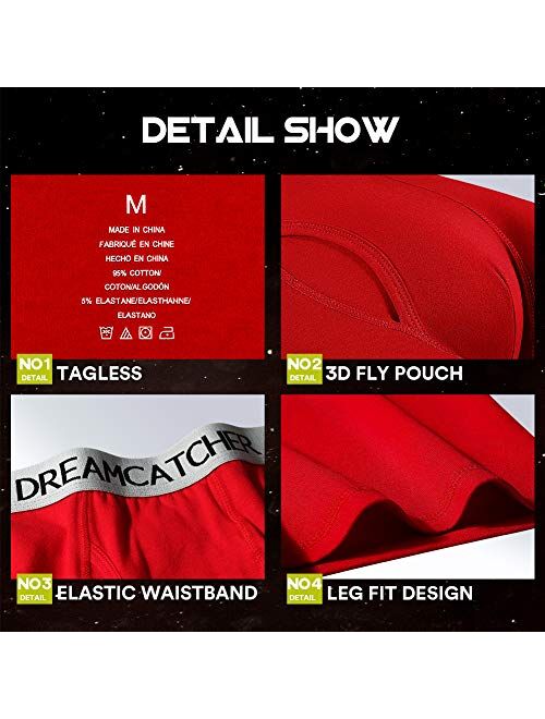 Dream Catcher Mens Underwear Boxer Briefs Cotton Boxer Briefs Underwear Men Pack Open Fly S-2XL