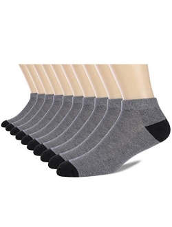 COOVAN 10 Pairs Mens Cushion Ankle Socks Men 10 Pack Low Cut Comfort Breathable Casual Socks