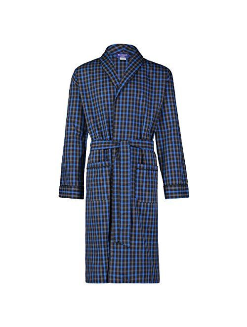 Mens Cotton Blend Lightweight Robe - Long Sleeve Premium Sleep & Morning Robe