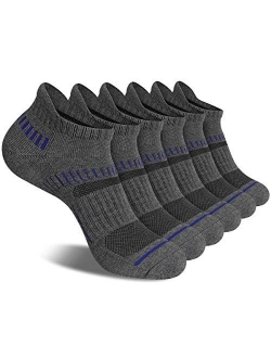 Cooplus Mens Ankle Socks Athletic Cushioned Breathable Low Cut Tab With Arch Support-6Pairs