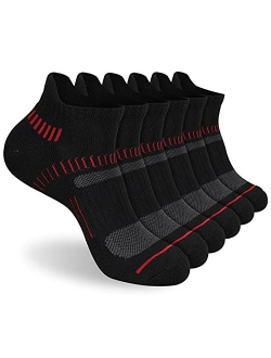 Cooplus Mens Ankle Socks Athletic Cushioned Breathable Low Cut Tab With Arch Support-6Pairs