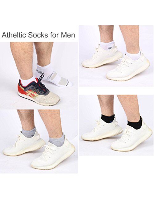 Cooplus Mens Ankle Socks Athletic Cushioned Breathable Low Cut Tab With Arch Support-6Pairs