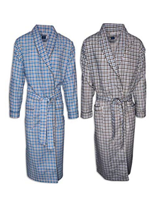 AMERICAN HEAVEN Mens 2-Pack Lightweight Sleep/Lounge Long Bath Robe -Premium Cotton Blend