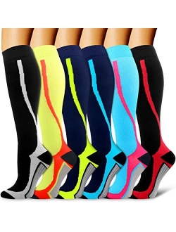 Women & Men(6 Pairs) Compression Socks for Nurse, Running,Medical,Athletic Sports,Flight Travel, Pregnancy