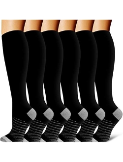 Women & Men(6 Pairs) Compression Socks for Nurse, Running,Medical,Athletic Sports,Flight Travel, Pregnancy