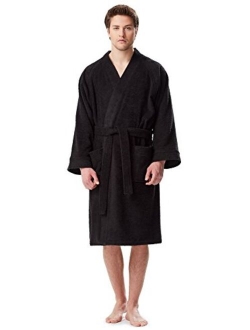 Arus Men's Short Kimono Bathrobe Turkish Cotton Terry Cloth Robe