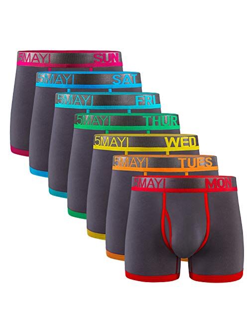 5Mayi Men's Underwear Boxer Briefs Cotton Black Mens Boxer Briefs Underwear Men Pack Wide Waistband S M L XL XXL