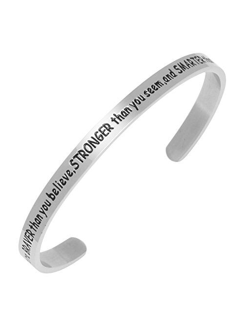 Cuff Bangle Bracelet You Are Braver than You Believe Stainless Steel Inspirational Jewelry