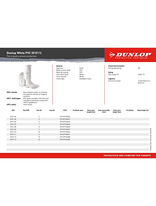 Dunlop 8101104 White PVC Boots, 100% Waterproof PVC, Lightweight and Durable Protective Footwear