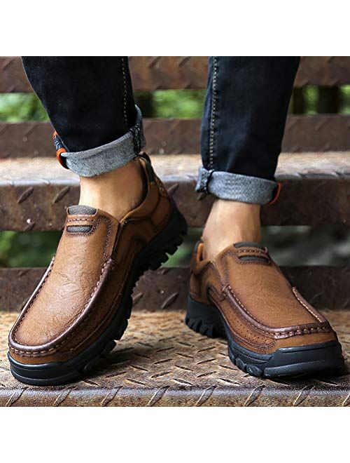 COSIDRAM Men Casual Shoes Summer Sneakers Loafers Breathable Genuine Leather Comfort Walking Shoes Fashion Driving Shoes Luxury Black Brown Leather Shoes for Male Busines