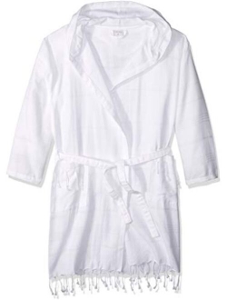 Cacala Hooded Bathrobe Pestemal Fabric 100% Turkish Cotton Kimono Unisex